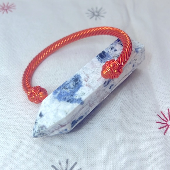 Orange 🍊 Twisted Cable Bangle Cuff Bracelet Fancy - Picture 1 of 7